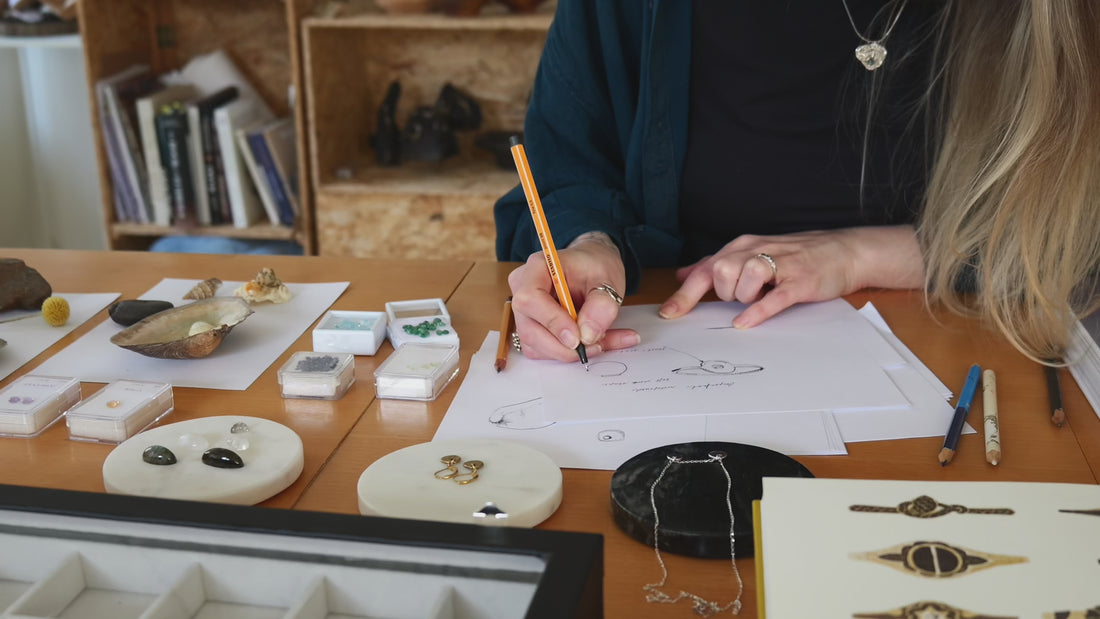 a video showing clips of jewelry making process